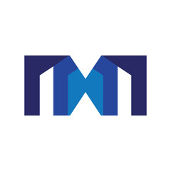 Modern Geometric M Logo Emblem in Blue Tones for Corporate Branding and Tech Identity