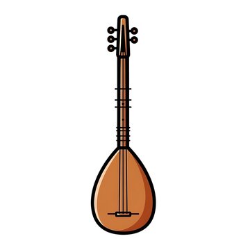 Traditional Stringed Musical Instrument Illustration.