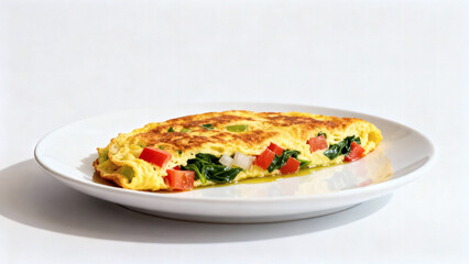 Delicious Vegetable Omelet with Bell Peppers and Herbs Served for Breakfast