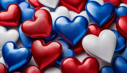 Fototapeta premium Red White And Blue Hearts