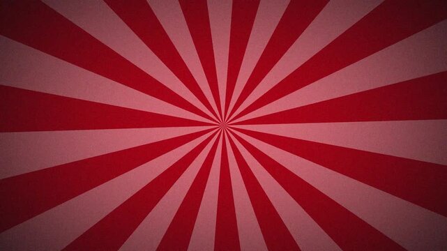 Dynamic Red Retro Sunburst Background with Spinning Cartoon Rays in 4K
