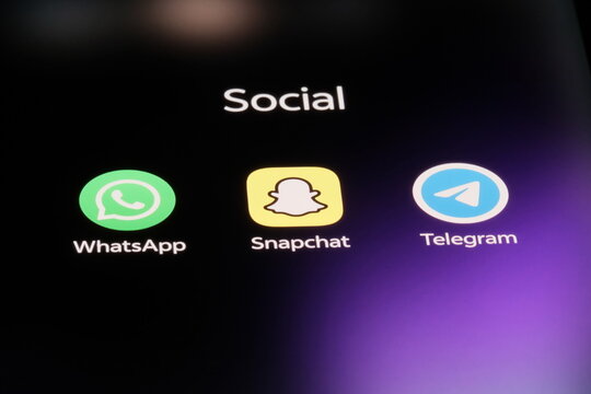 Shanghai,China-Feb.10th 2026: Snapchat, WhatsApp, Telegram app icons