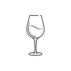 Minimalist Line Art Icon of a Wine Glass with White Wine