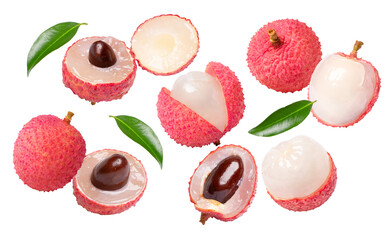 set of fresh lychee on white © Amelia NF