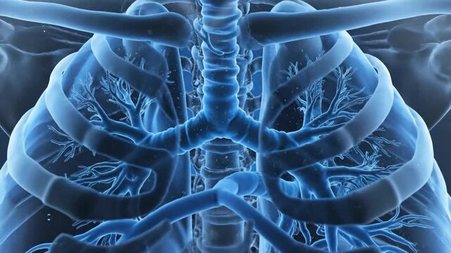 3D medical visualization of asthma attack and airway constriction