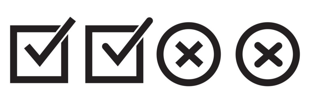 checkmark and X mark icon. check and uncheck icon vector. validation icon vector. for apps and websites