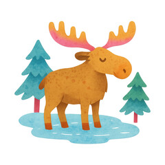 Fototapeta premium PNG Colorful moose in forest