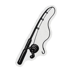 PNG Vintage fishing rod illustration