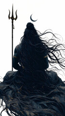 Fototapeta premium Lord Shiva in Divine Black Form with Crescent Moon, Maha Shivratri Spiritual Hindu Art