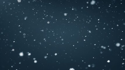 Fototapeta premium Snowflakes falling on a blue background, isolated winter scene with realistic snowfall. Night snowfall effect perfect for Christmas designs and digital artwork, creating a winter wonderland atmosphere