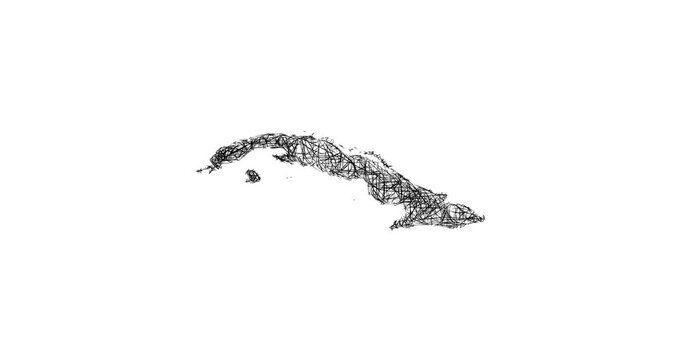 Sketch Cuba outline map animation - smooth progressive reveal