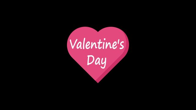 Valentine&rsquo;s Day animation with pink heart shape and clean handwritten typography on black background. Romantic love greeting motion graphic perfect for Valentine&rsquo;s wishes, social media posts