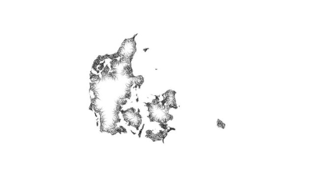 Sketch Denmark outline map animation - smooth progressive reveal
