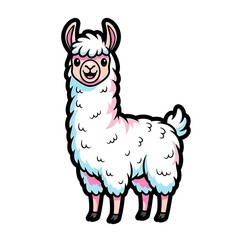Obraz premium Adorable Cartoon Llama Illustration Isolated.
