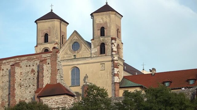 Detail of the western face of the Benedictine Abbey, Krakow, Poland, ground shot