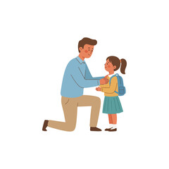Fototapeta premium Father Encouraging Daughter Before First School Day