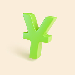 Obraz premium Green Yen Currency Symbol Finance and Money Concept