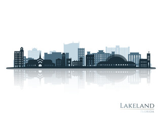 Obraz premium Lakeland skyline silhouette with reflection. Landscape Lakeland, FL. Vector illustration.