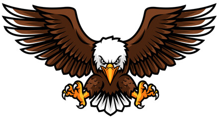 Naklejka premium Pixel Art Eagle Wings Spread Aggressive Pose White Background