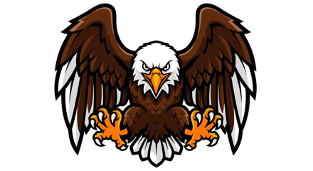 Obraz premium Fierce Bald Eagle with Open Wings and Sharp Talons Pixel Art Style Isolated on White Background