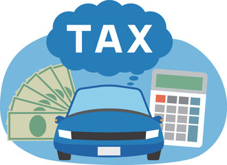 自動車と税金のイラスト