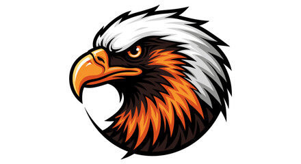 Obraz premium Pixel Art Eagle Head Profile on White Background Fierce Expression