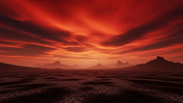 Fiery sunset view