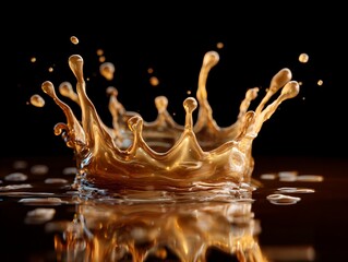 Splash of brown liquid with a gold rim