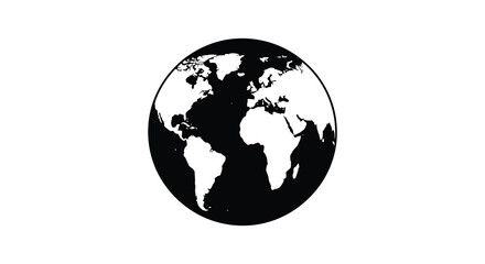 Obraz premium A stark black and white depiction of planet earth showcasing continental outlines against a void high quality professional