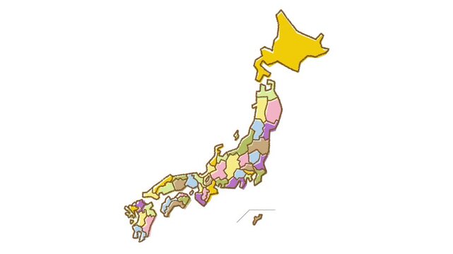 Cute Japan map with hand drawn lines and loop animation