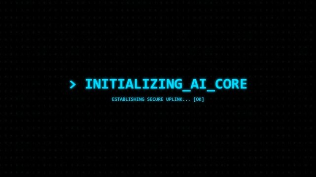 AI Core Initialization Progress Bar - Digital Display of Artificial Intelligence Systems Booting Up