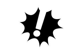 White comic blast speech bubble with black exclamation mark for surprise and action isolated on transparent background icon warning alert error danger