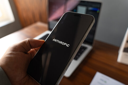 Anthropic logo is displayed on the screen of a smartphone, in Bangalore, India, on February 04, 2026