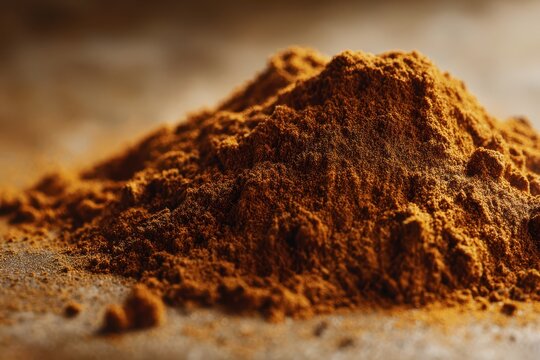 Warm-toned cumin spice powder backdrop for culinary styling