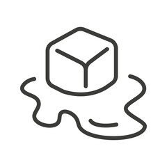 ice melts icon line on white, cold defrosting