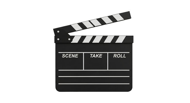 movie clapper board, film slate on white background