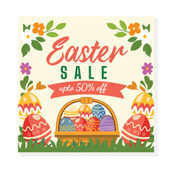Easter Special Offer Banner with Decorative Eggs