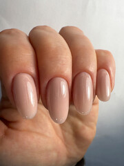 Nude Gel Nail Polish. Beige Manicure.