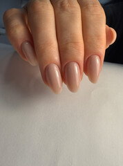 Nude Gel Nail Polish. Beige Manicure.