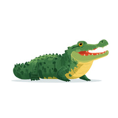 Fototapeta premium Alligator — flat 2D vector artwork created in a clean, modern, and minimal style on white background.