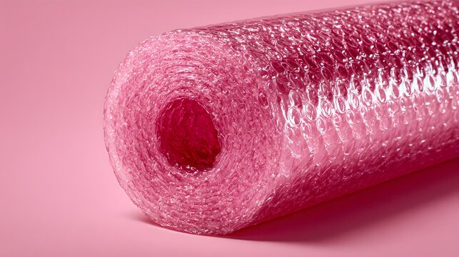 Pink Bubble Wrap Roll for Packaging and Protection.