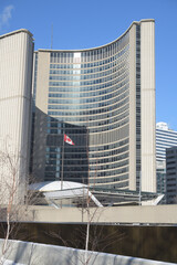 Fototapeta premium Toronto City Hall designed by Viljo Revell, opened 1965, in Neo-Expressionist Modernism, located at 100 Queen St W