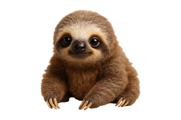 Obraz premium Adorable baby sloth with a gentle expression perfect for various design projects on transparent background