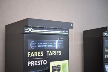 Fototapeta premium Metrolinx Presto fares machine inside an Eglinton Line 5 station, Toronto