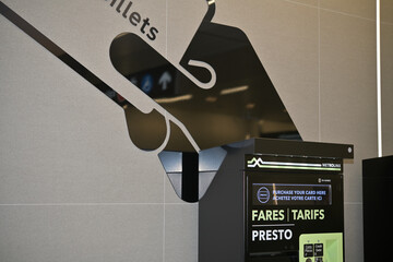 Fototapeta premium Metrolinx Presto vending machine located inside an Eglinton Line 5 station, Toronto