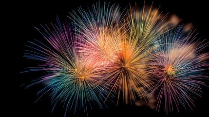 Obraz premium Vibrant Fireworks Display Illuminating the Night Sky with Explosions of Color.