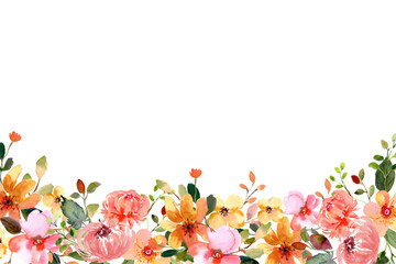 Flower watercolor frame for wedding, birthday, card, background, invitation, wallpaper, sticker, decoration etc.
