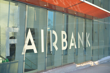 Fototapeta premium exterior pavilion sign at Fairbank LRT Station – Main Entrance, Line 5, 1817 Eglinton Av W, Toronto