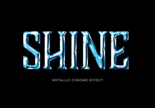 Glossy Metallic Chrome Text Effect