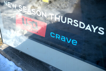 Fototapeta premium bus shelter poster for Crave, a Canadian streaming service owned by Bell Media, Toronto